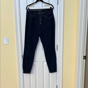 Judy Blue Women's Skinny Fit Dark Blue Button-Fly Jeans Sz 14W Quiet Luxury